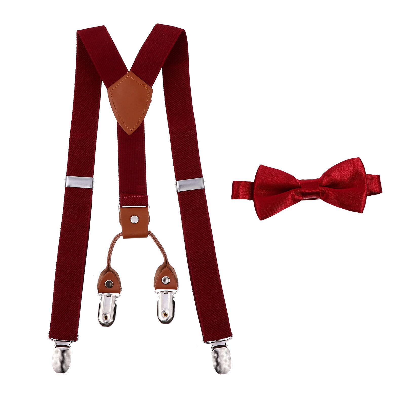 Kids Y-Suspender And Bow Tie Set With Clips - Adjustable For Boys 2-10 Years, Perfect For Weddings, Parties & More