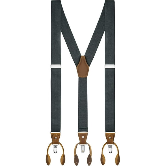 Suspenders For Men - 48" Adjustable Straps 1 1/4" - Y Back With Clips And Buttons