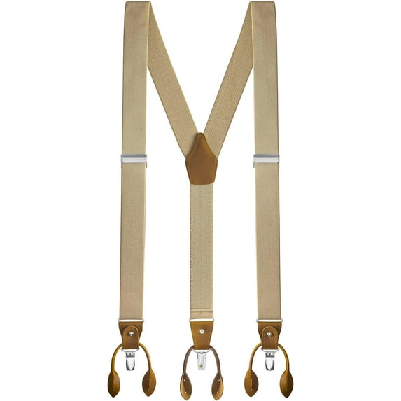 Suspenders For Men - 48" Adjustable Straps 1 1/4" - Y Back With Clips And Buttons