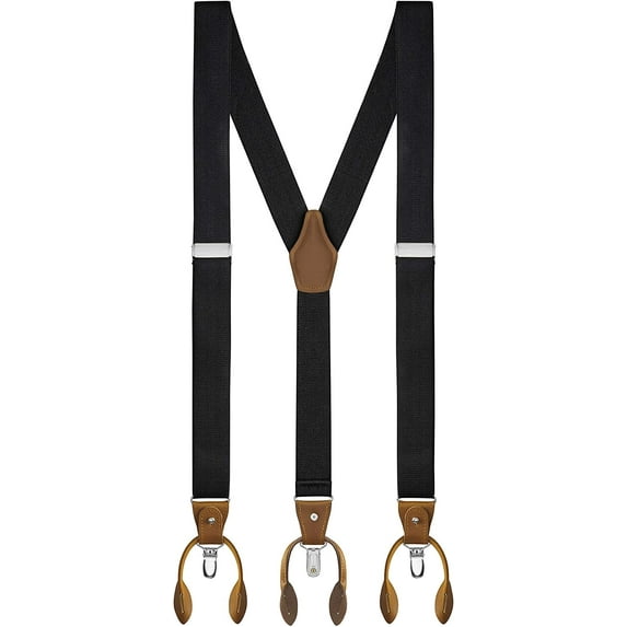 Suspenders For Men - 48" Adjustable Straps 1 1/4" - Y Back With Clips And Buttons