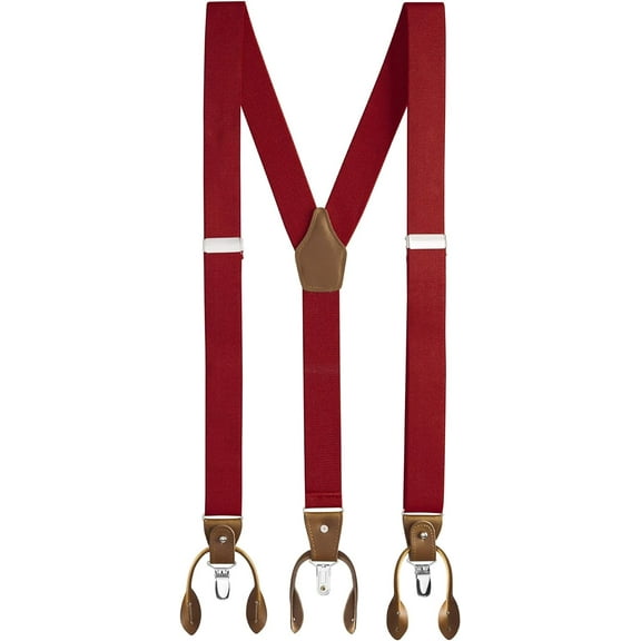 Suspenders For Men - 48" Adjustable Straps 1 1/4" - Y Back With Clips And Buttons