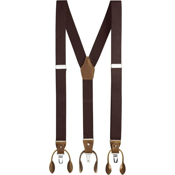Suspenders For Men - 48" Adjustable Straps 1 1/4" - Y Back With Clips And Buttons