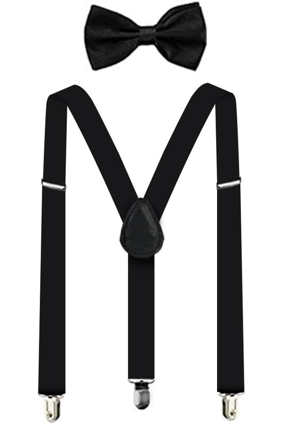 Suspenders For Men,Women Adjustable Suspends Bow Tie Set Solid Color Y Shape with Strong Clips Adjustable Braces