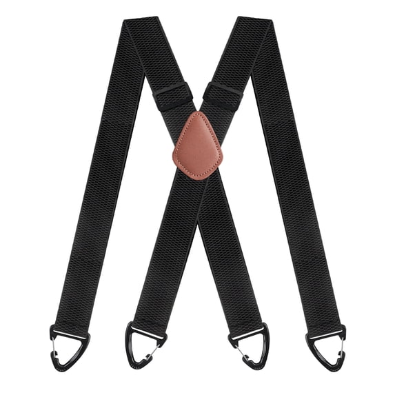 Suspenders for Men Heavy Duty 1.5" Wide X Back Hidden Suspenders for Men Under Clothing Adjustable Elastic Braces for Work Jeans Pants Trousers with 3 Strong Clips, Black