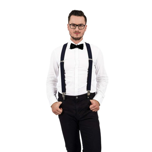 Suspenders for Men, Work Suspenders for Men Heavy Duty, 4 Clips Adjustable Jockstrap Work Suspender, Wide Suspenders for Big and Tall One Size Fits All Men, Black