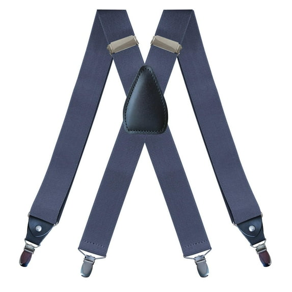 Segolike Suspenders for Men 4 Clips Elastic Straps 1.38 Inches Wide Solid Color Adjustable Heavy Duty Pants Brace Adult for Work Womens