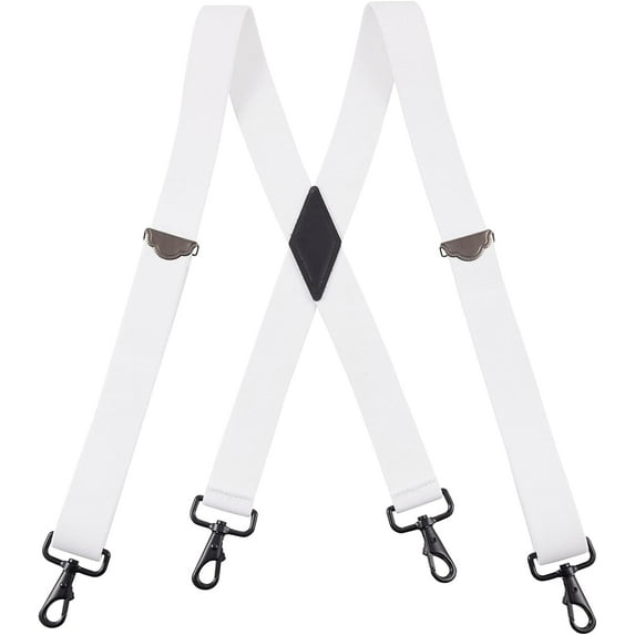 Suspenders for Men - 48" Adjustable Straps 1 1/4" - X Back with Black Hooks