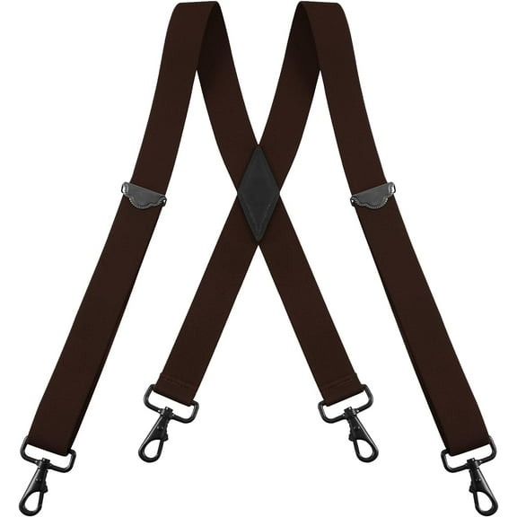 Suspenders for Men - 48" Adjustable Straps 1 1/4" - X Back with Black Hooks