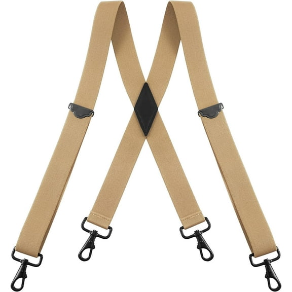 Suspenders for Men - 48" Adjustable Straps 1 1/4" - X Back with Black Hooks