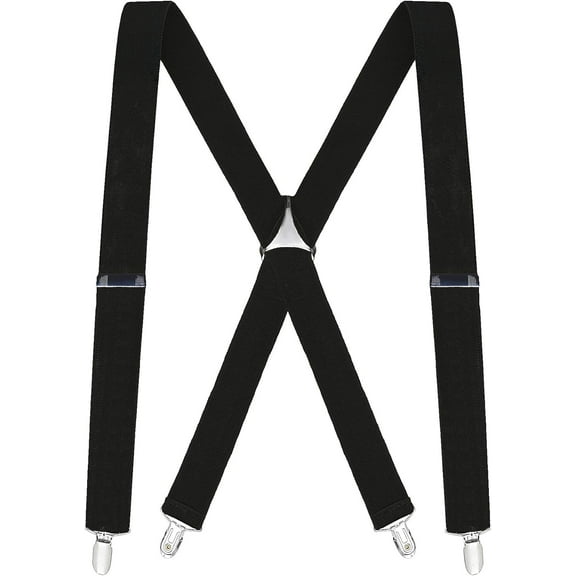 Suspenders for Men - 48" Elastic Adjustable Straps 1 1/4" - X Back