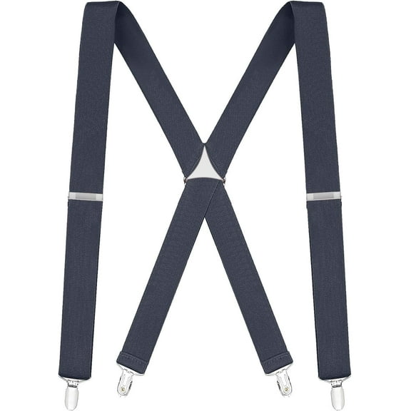 Suspenders for Men - 48" Elastic Adjustable Straps 1 1/4" - X Back