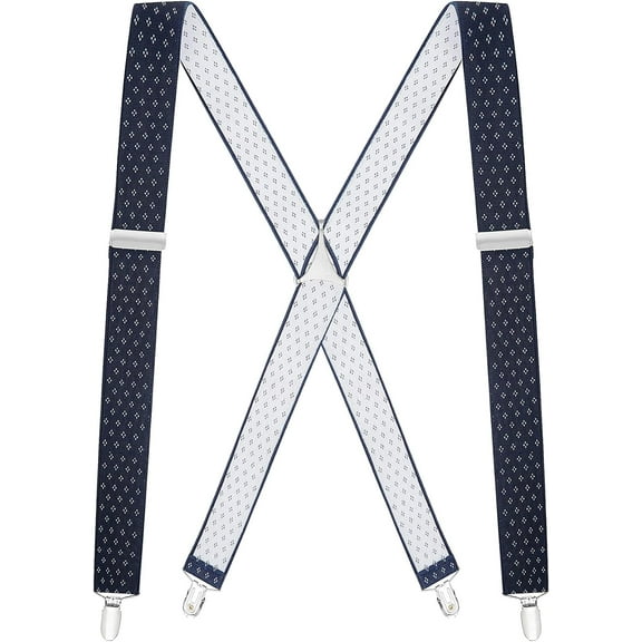 Suspenders for Men - 48" Elastic Adjustable Straps 1 1/4" - X Back