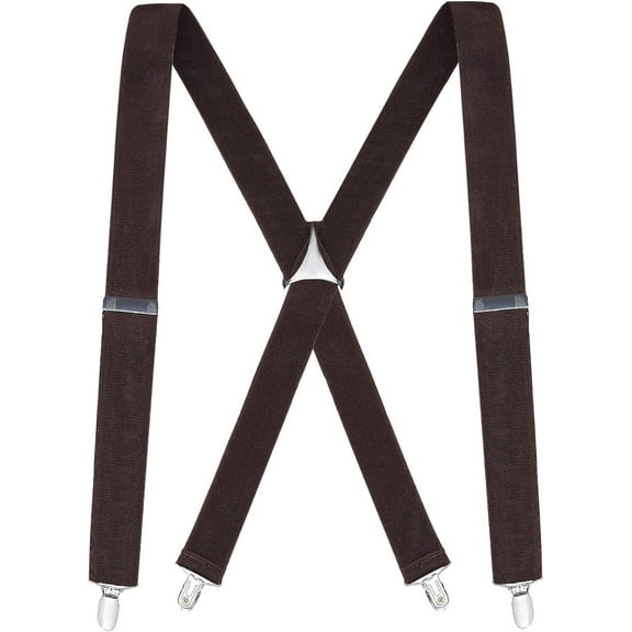 Suspenders for Men - 48" Elastic Adjustable Straps 1 1/4" - X Back