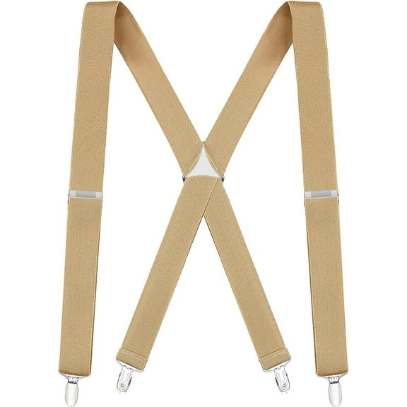 Suspenders for Men - 48" Elastic Adjustable Straps 1 1/4" - X Back