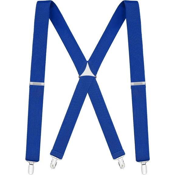 Suspenders for Men - 48" Elastic Adjustable Straps 1 1/4" - X Back