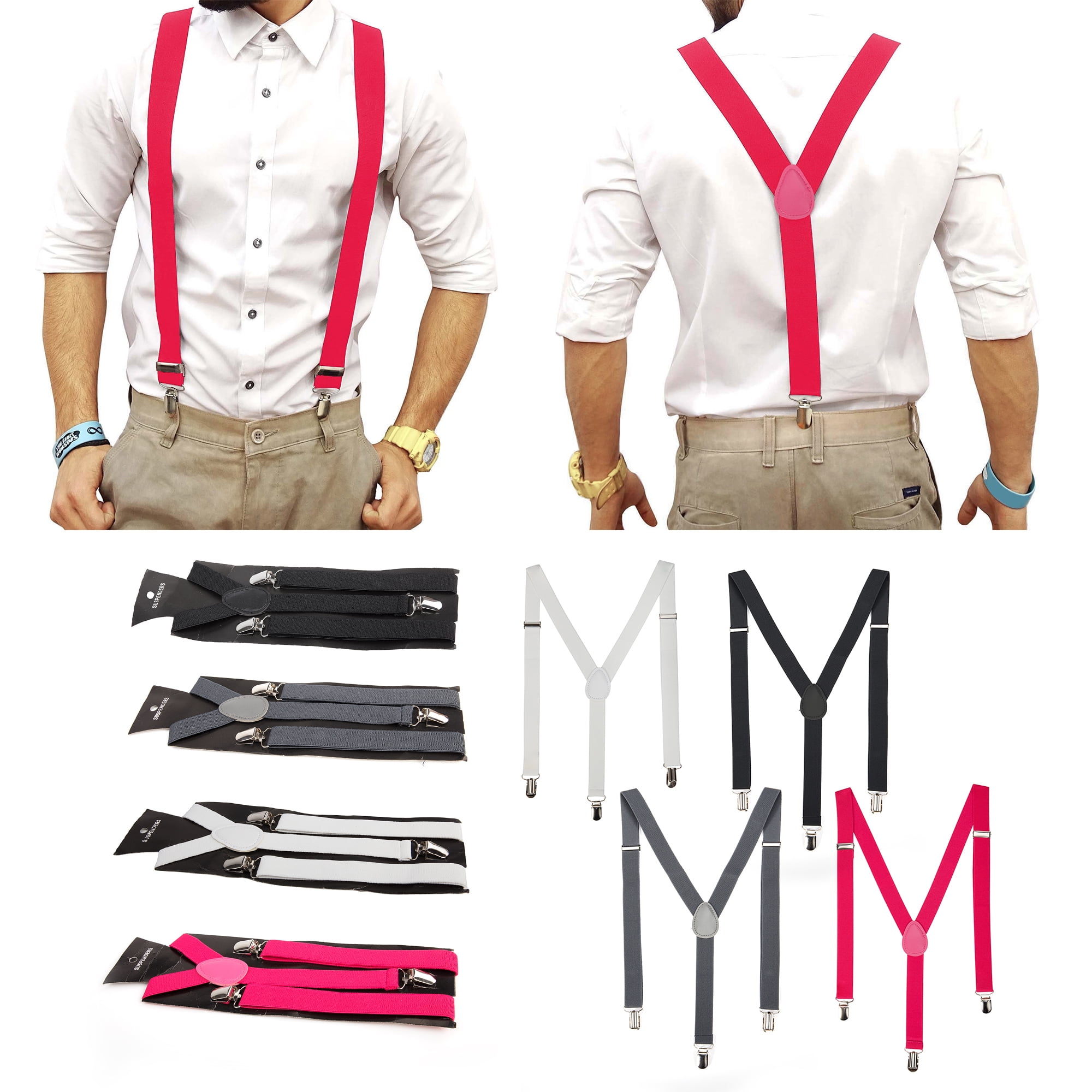 Suspenders for Men, Adjustable Suspenders with Elastic Straps Y-Back ...