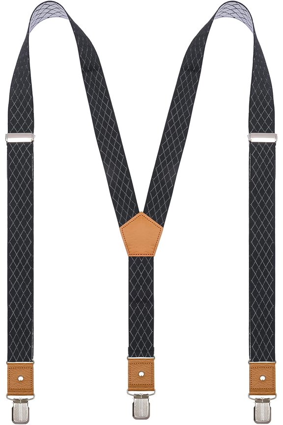 Suspenders for Men Adjustable Y Back Elastic with Strong Clips