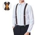 thumbnail image 1 of Mens Elastic Suspenders 1.4" Wide X-Back Adjustable with 4 Heavy-Duty Clips Weddings Formal Wear, 1 of 8