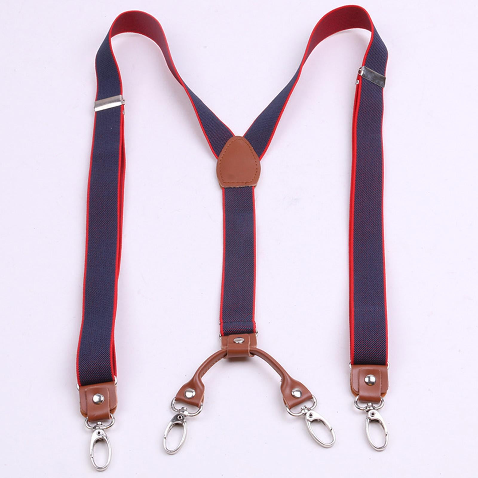 Suspenders for Men, Elastic Adjustable 4 Back Construction 1 Inch