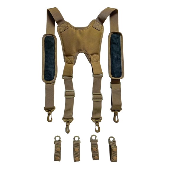 Suspenders for Men For Thick Trouser Heavy Duty Adjustable 2.25 inch Paddle Braces with 4 Strong Loops Khaki