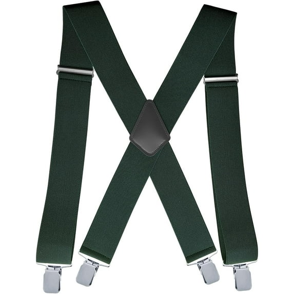 Suspenders for Men Heavy Duty, 2 Inch Wide Adjustable Elastic X Back Suspender