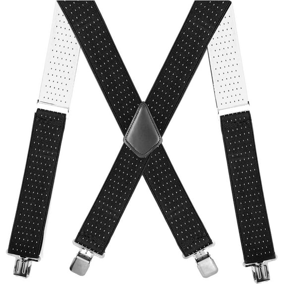Suspenders for Men Heavy Duty, 2 Inch Wide Adjustable Elastic X Back Suspender