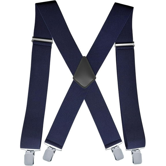 Suspenders for Men Heavy Duty, 2 Inch Wide Adjustable Elastic X Back Suspender