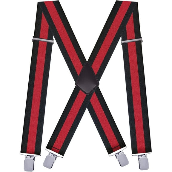 Suspenders for Men Heavy Duty, 2 Inch Wide Adjustable Elastic X Back Suspender