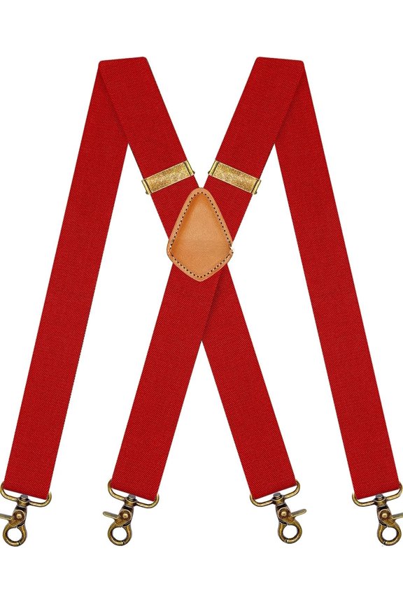 Suspenders for Men Heavy Duty 4 Snap Hooks for Belt Loops Adjustable X