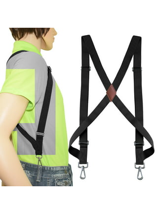 Suspenders for Men, Adjustable Suspenders with Elastic Straps Y-Back  Construction Heavy Duty for Work, Black