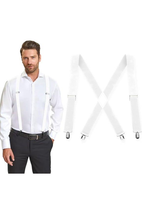 Suspenders for Men Women with Clips,1.4" Adjustable X-Back for Work, Men Suspenders for Jeans, Suspenders