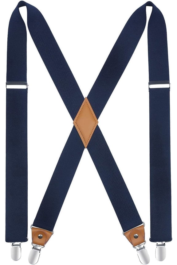 Suspenders for Men X-Back 1.4" Adjustable Elastic Suspender Braces Strong 4 Clips for Work Trousers Wedding