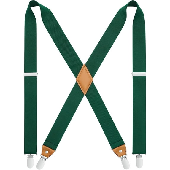 Suspenders for Men X-Back 1.4" Adjustable Elastic Suspender Braces Strong 4 Clips for Work Trousers Wedding