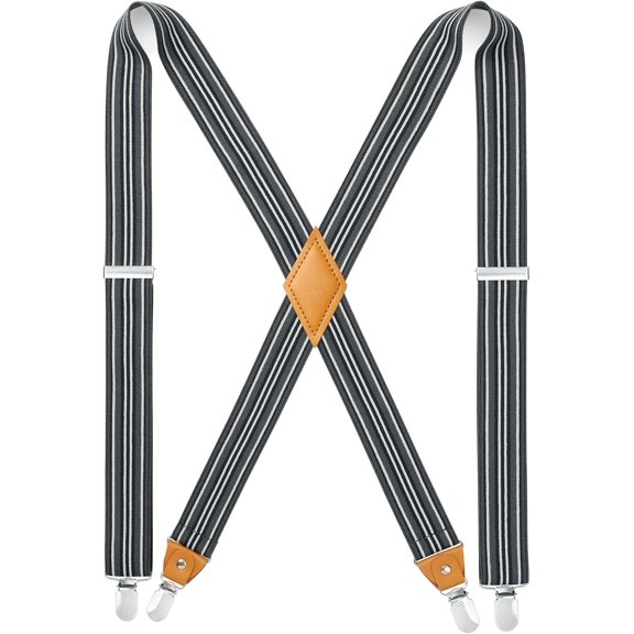 Suspenders for Men X-Back 1.4" Adjustable Elastic Suspender Braces Strong 4 Clips for Work Trousers Wedding
