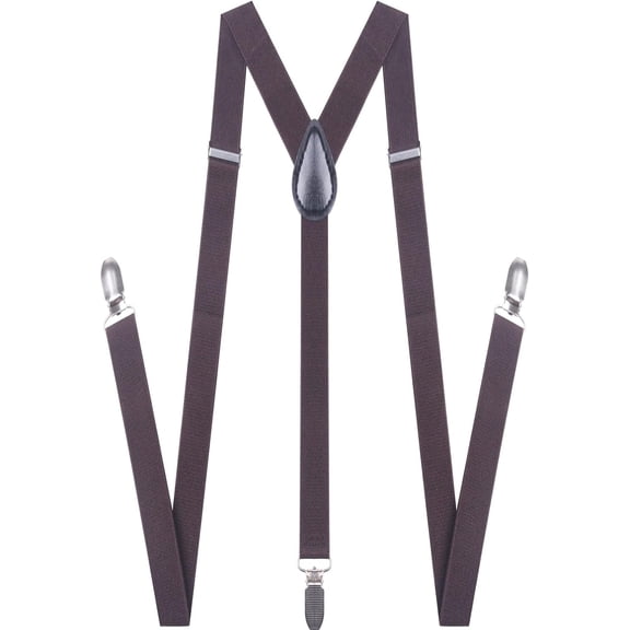 Suspenders for Men and Women Adjustable Elastic 1 inch Wide Leather Heavy Pants Strong Metal Clips Suspender Costume