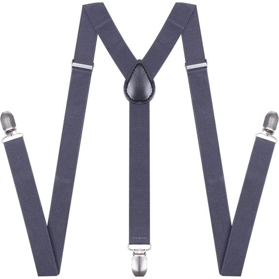 Suspenders for Men and Women Adjustable Elastic 1 inch Wide Leather Heavy Pants Strong Metal Clips Suspender Costume