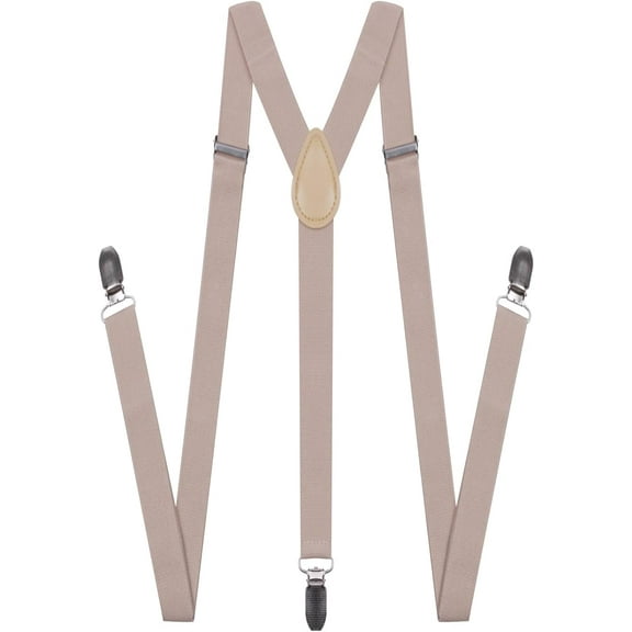 Suspenders for Men and Women Adjustable Elastic 1 inch Wide Leather Heavy Pants Strong Metal Clips Suspender Costume