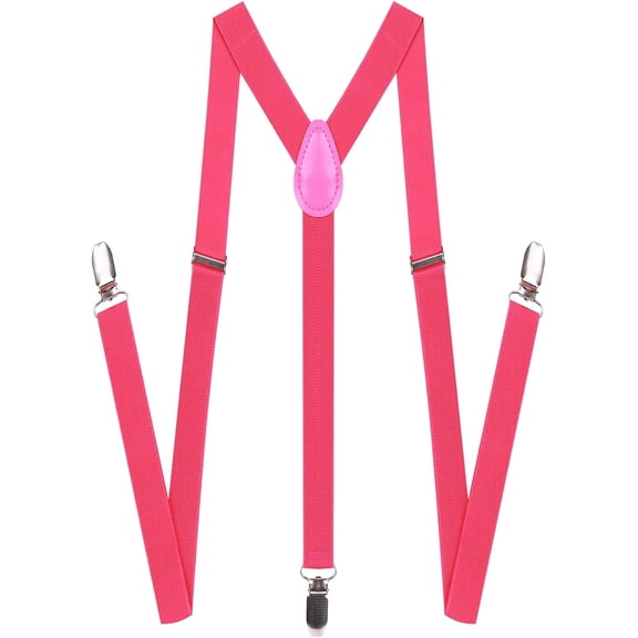 Suspenders for Men and Women Adjustable Elastic 1 inch Wide Leather Heavy Pants Strong Metal Clips Suspender Costume