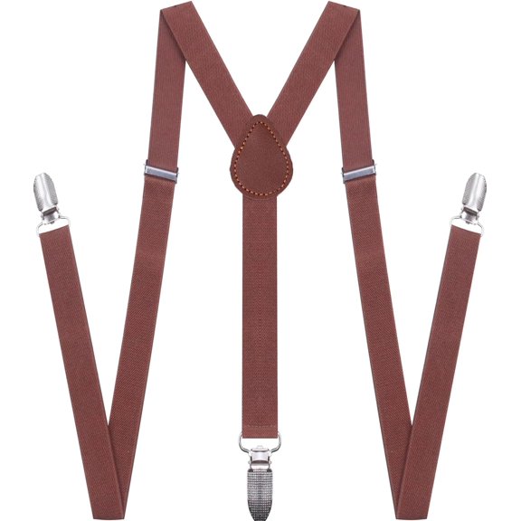 Suspenders for Men and Women Adjustable Elastic 1 inch Wide Leather Heavy Pants Strong Metal Clips Suspender Costume