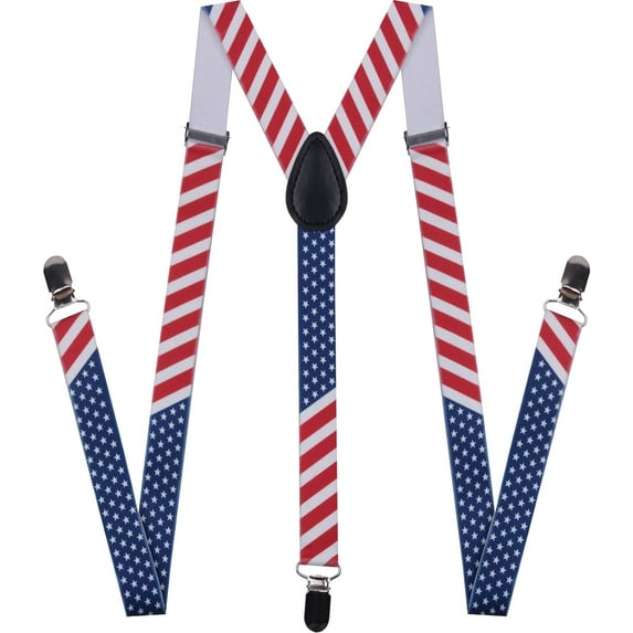 Suspenders for Men and Women Adjustable Elastic 1 inch Wide Leather Heavy Pants Strong Metal Clips Suspender Costume