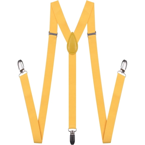 Suspenders for Men and Women Adjustable Elastic 1 inch Wide Leather Heavy Pants Strong Metal Clips Suspender Costume