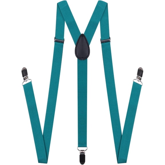 Suspenders for Men and Women Adjustable Elastic 1 inch Wide Leather Heavy Pants Strong Metal Clips Suspender Costume