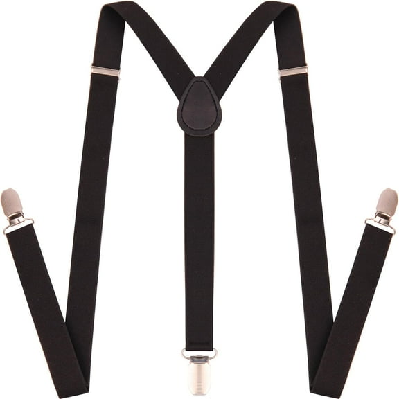 Suspenders for Men and Women Adjustable Elastic 1 inch Wide Leather Heavy Pants Strong Metal Clips Suspender Costume