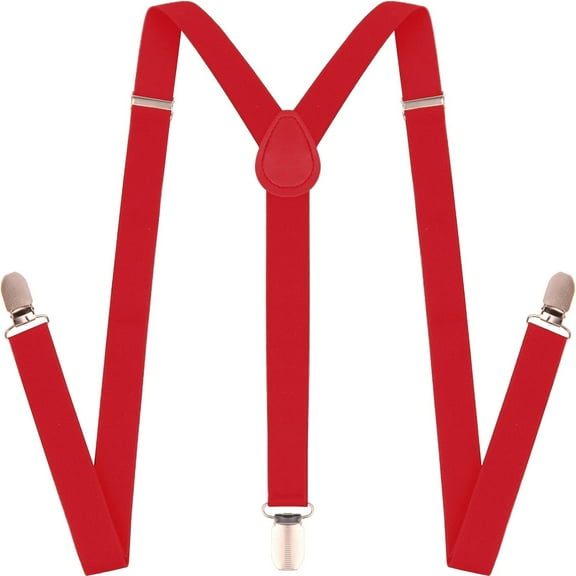 Suspenders for Men and Women Adjustable Elastic 1 inch Wide Leather Heavy Pants Strong Metal Clips Suspender Costume