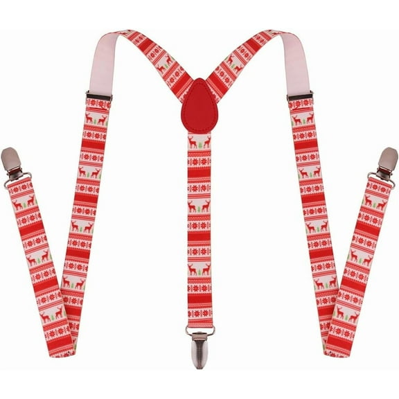 Suspenders for Men and Women Adjustable Elastic 1 inch Wide Leather Heavy Pants Strong Metal Clips Suspender Costume