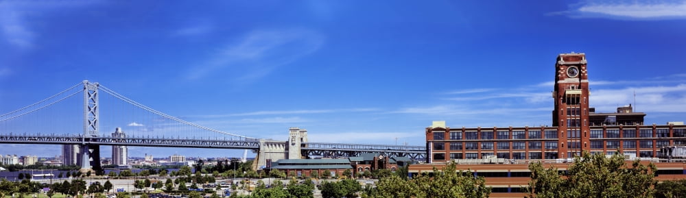 Suspension Bridge Ben Franklin Bridge Camden New Jersey USA Canvas Art - Panoramic Images (6 x 20)