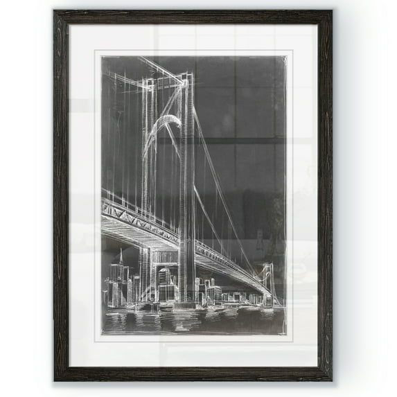 Wexford Home Suspension Bridge Blueprint I-Framed - Black - 22X30