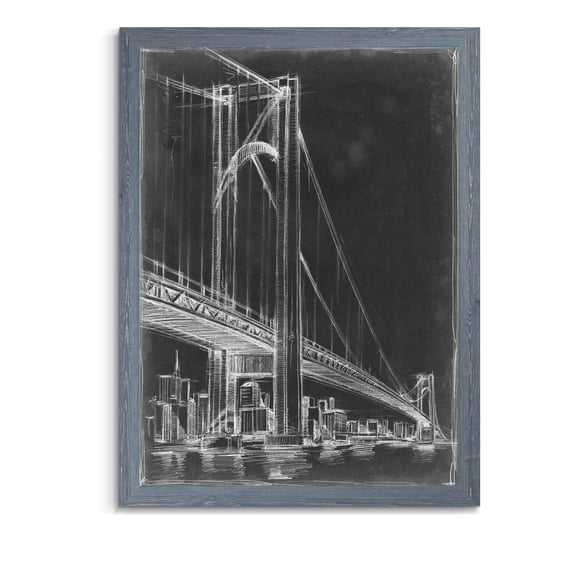 Wexford Home Suspension Bridge Blueprint I-Framed - Grey - 16X22
