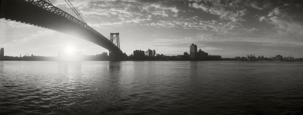 Suspension Bridge at sunrise Williamsburg Bridge East River Manhattan New York City New York State USA Canvas Art - Panoramic Images (12 x 30)