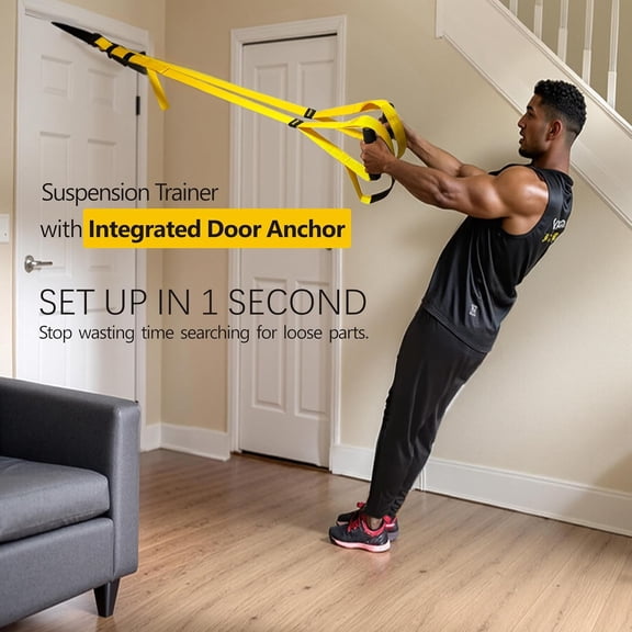 Suspension Fitness Trainer System with Integrated Door Anchor